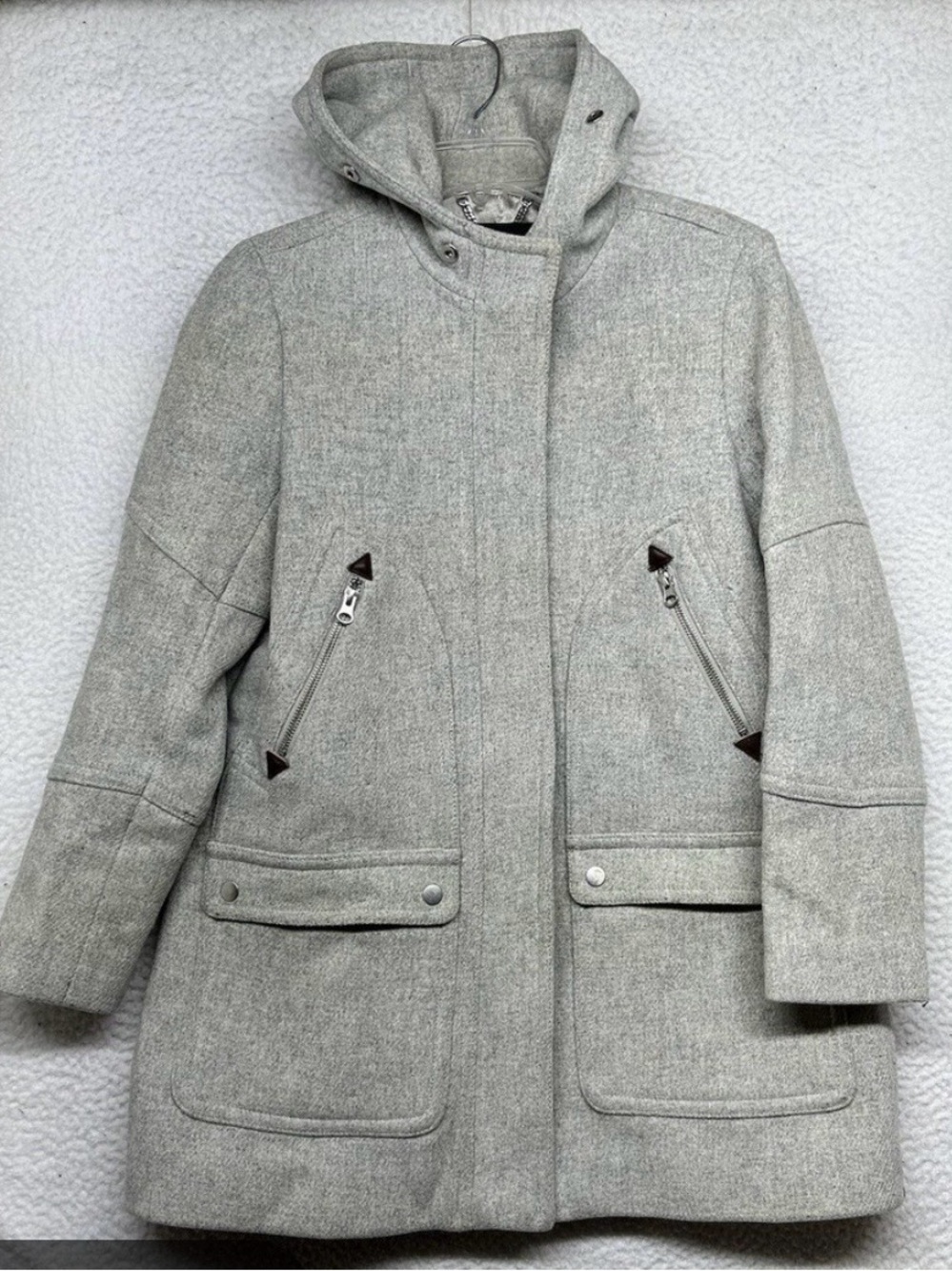 J Crew Chateau Parka Womens Size 8 Grey Stadium Cloth Coat